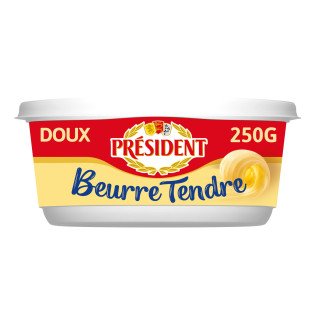 Beurre tendre Président Doux - 82% MG - 250g