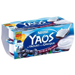 Yaourt à la grecque YAOS Nestle Myrtilles - 4x125g