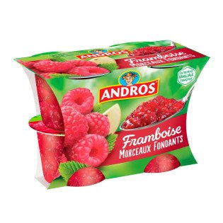 Compotes avec morceaux Andros Framboise - 4x100g