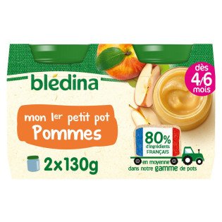 Compote bébé Blédina 4-6 mois Pomme - 2x130g