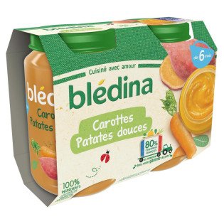 Petit pot bébé Blédina 6 mois Patate douce carotte - 2x200g