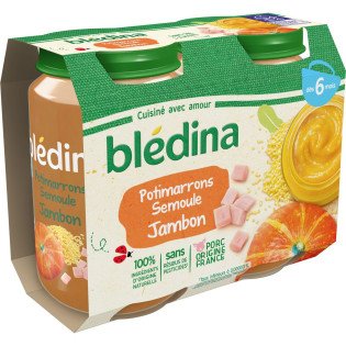 Petit pot bébé Blédina 6 mois Potimarron jambon - 2x200g