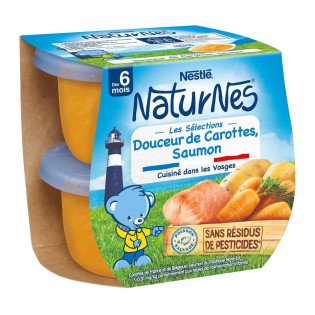 NaturNes Nestlé - Douceurs Carotte Saumon 6 mois - 2x200g