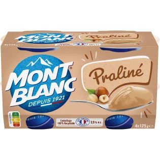 Crème dessert Mont Blanc Coupelles Praliné - 4x125g