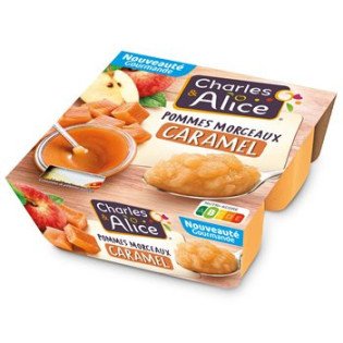 Compotes Charles & Alice Morceaux pomme Caramel x4 - 388g