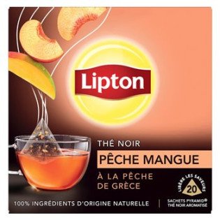 Thé noir Lipton Pêche Mangue x20 sachets - 34g