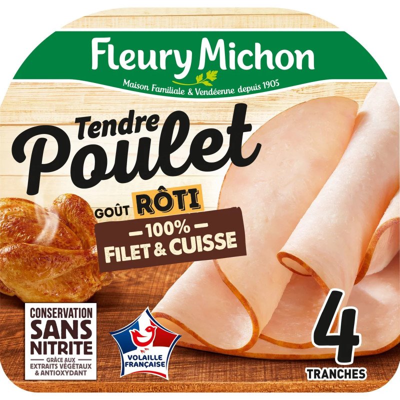 Tendre poulet Fleury Michon Goût rôti x4 - 130g