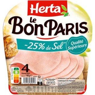 Jambon Le Bon Paris Herta -25% de sel x4 - 140g